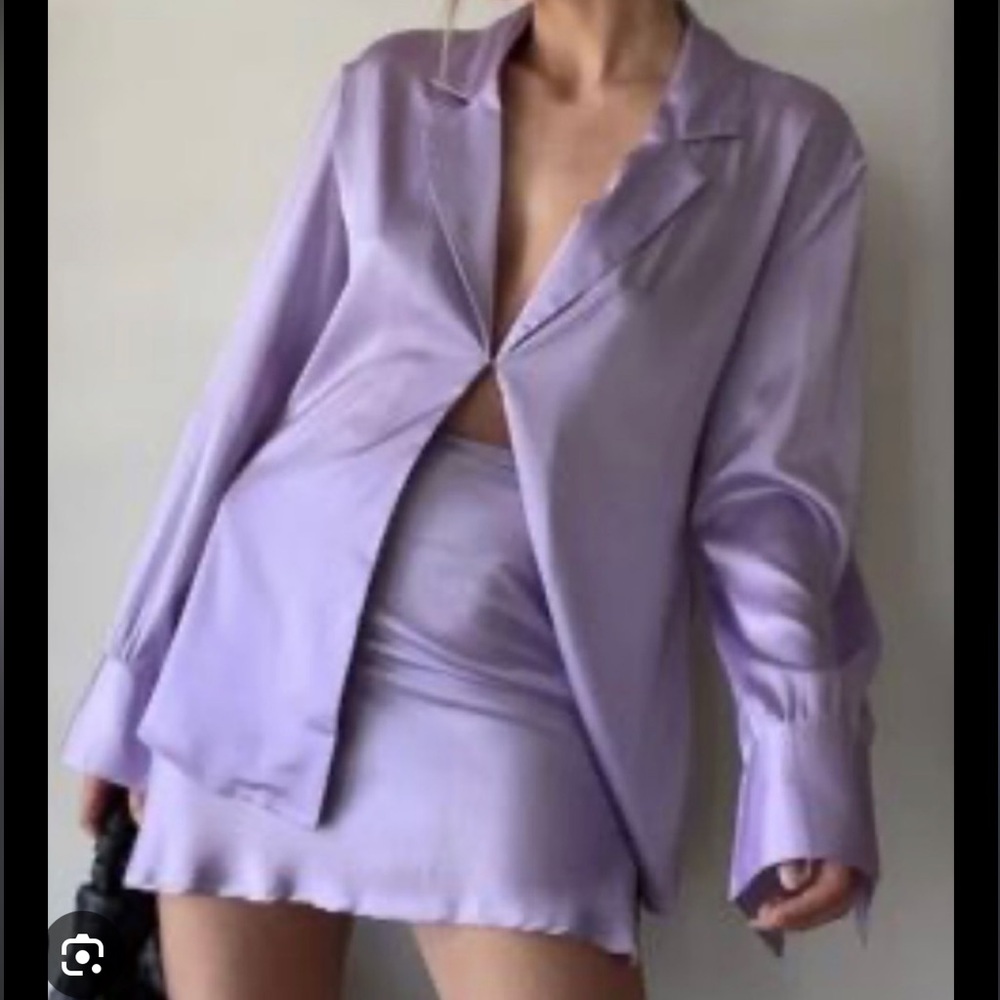 Rumoured “pretty woman” Lavender Skirt and Shirt Set